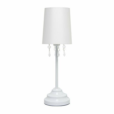 CREEKWOOD HOME 17.25-in. Contemporary Crystal Droplet Table Lamp, White CWT-2020-WH
